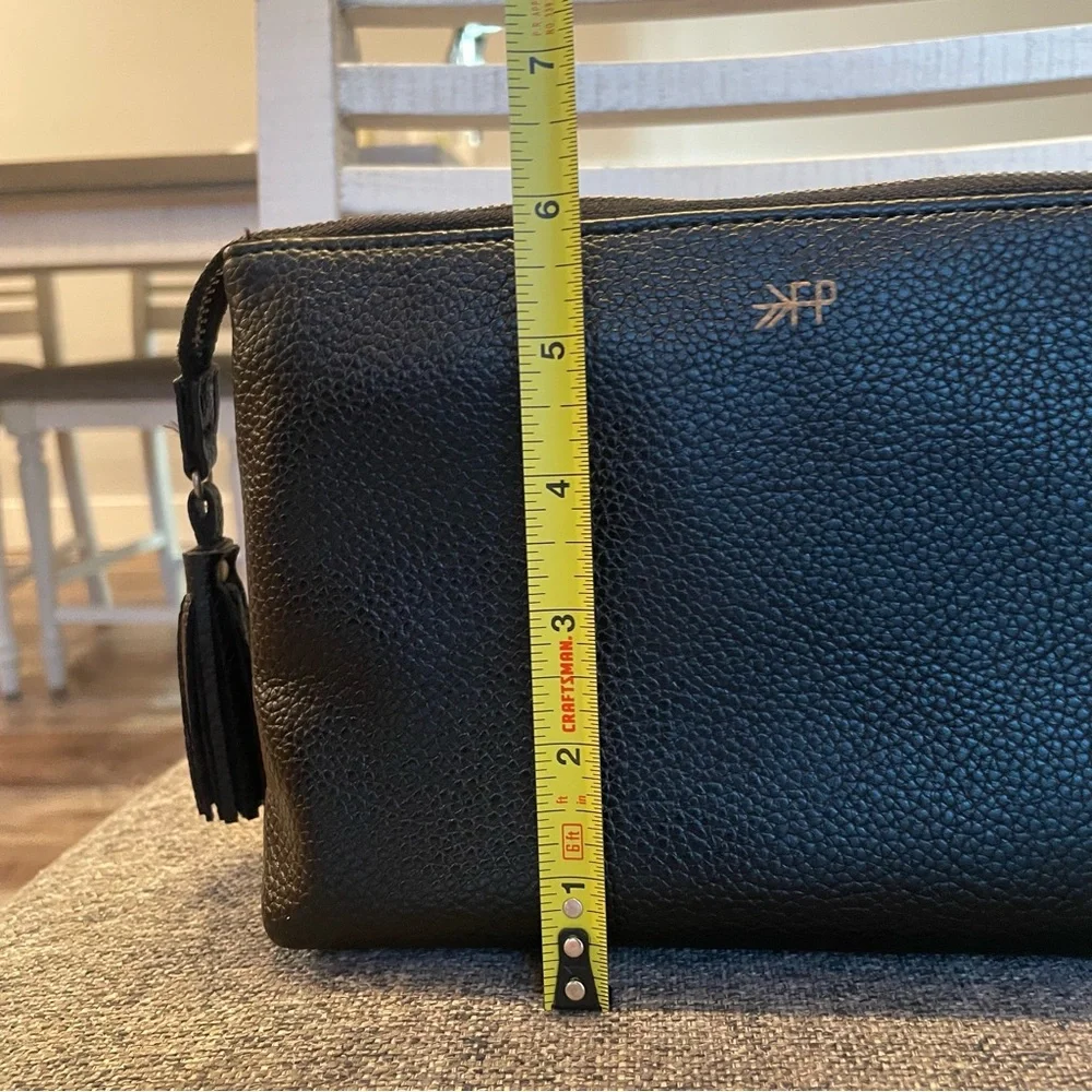 Freshly Picked Black Classic Zipper Pouch w/ Polished Gold and a tassel charm